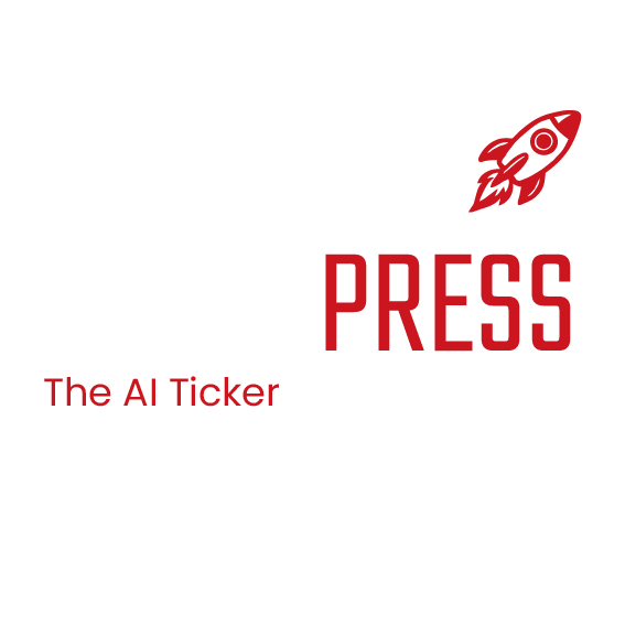 Logo von 'The AI Ticker' mit einem raketenförmigen Symbol und dem Wort 'PRESS'.
